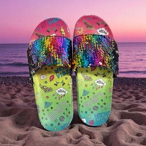 Flip Rainbow Sequins Slide